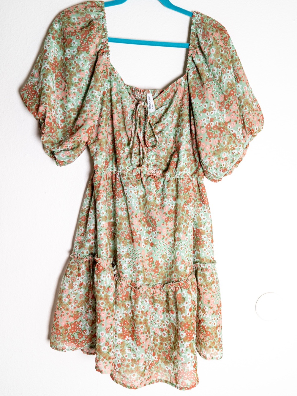 Green & Coral Floral Midi Dress - Picture 2 of 5